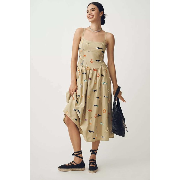 Maeve Anthropologie Sleeveless Nautical Print Sundress Summer Casual XS |P1 - Picture 1 of 7